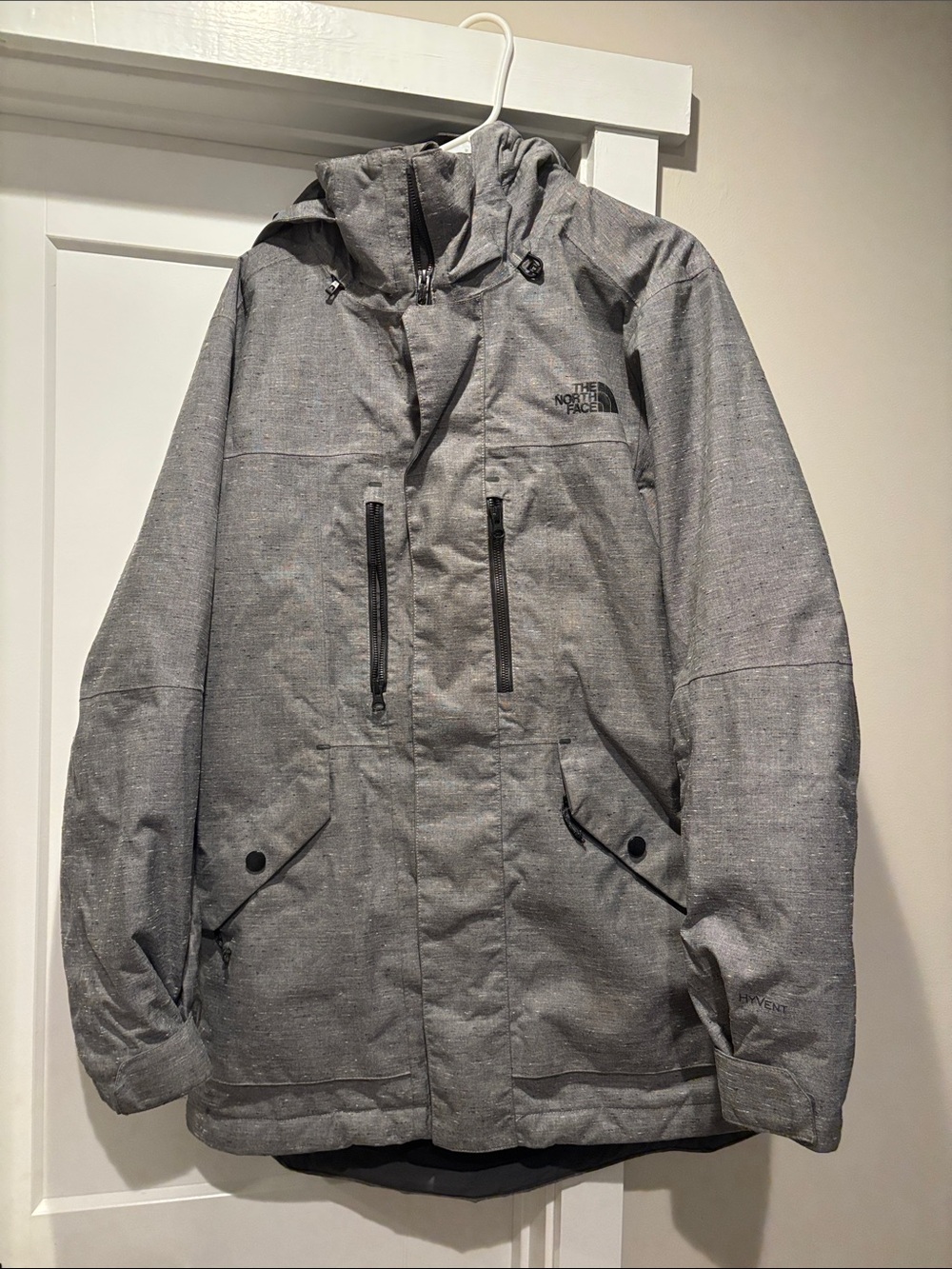 The North Face Heather Gray Hooded Waterproof Men's Raincoat